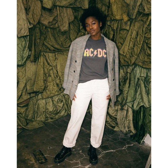 Junk Food AC/DC Neon Zebra Vintage Tee Meteorite & Pigment Black - Picture 3 of 8